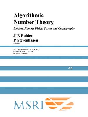 Algorithmic Number Theory: Lattices, Number Fields, Curves and Cryptography de J.P. Buhler