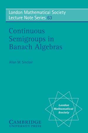 Continuous Semigroups in Banach Algebras de Allan M. Sinclair