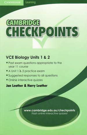 Cambridge Checkpoints VCE Biology Units 1and 2 de Harry Leather