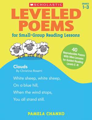 Leveled Poems for Small-Group Reading Lessons: 40 Just-Right Poems for Guided Reading Levels E-N with Mini-Lessons That Teach Key Phonics Skills, Buil de Pamela Chanko