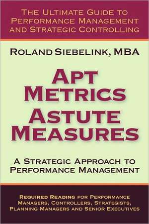 Apt Metrics, Astute Measures. a Strategic Approach to Performance Management. de Roland Siebelink