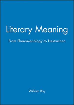 Literary Meaning – From Phenomenology to Destruction de W Ray