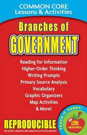 Branches of Government: Common Core Lessons & Activities de Carole Marsh