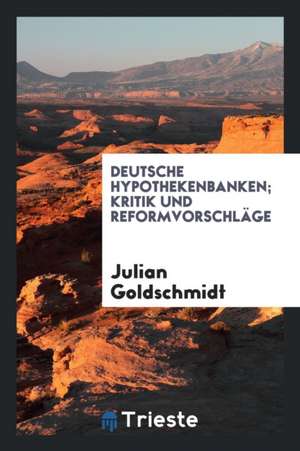 Deutsche Hypothekenbanken; Kritik Und Reformvorschläge de Julian Goldschmidt