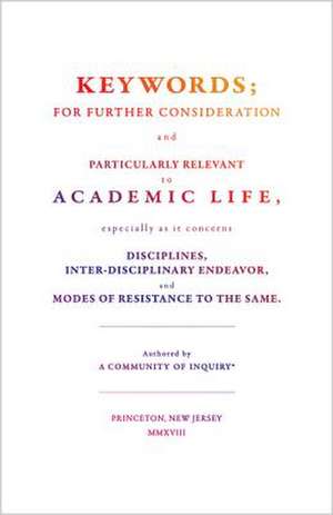 Keywords; de A Community of Inquiry