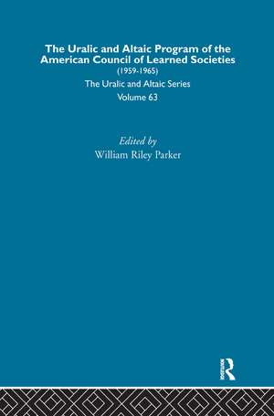 The Uralic and Altaic Program of the American Council of Learned Societies de John Lotz