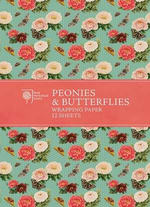 Rhs Peonies and Butterflies Wrapping Paper de Royal Horticultural Society