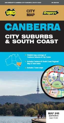 Canberra City Suburbs & South Coast Map 248 8th ed de UBD Gregory's