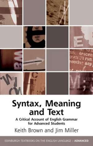 A Critical Account of English Syntax de Keith Brown