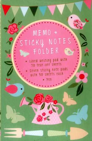 Memo & Sticky Notes Folder: Pretty Garden: Small Folder Containing 7 Sticky Notepads, a Tear-Off Lined Writing Pad, and Gel Pen. de Peony Press