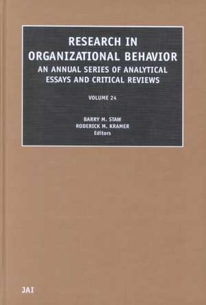 Research in Organizational Behavior de Barry Staw