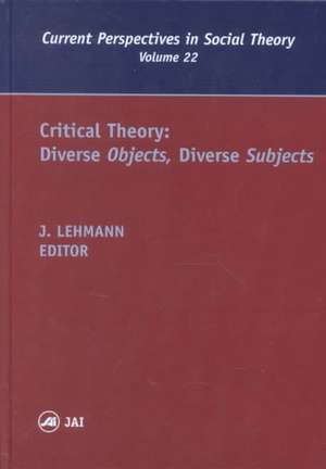 Critical Theory – Diverse Objects Diverse Subjects de Jennifer M. Lehmann