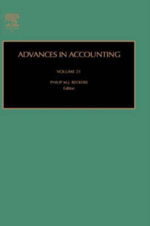 Advances in Accounting de Philip M J Reckers