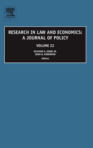 Research in Law and Economics – A Journal of Policy de Richard O. Zerbe Jr