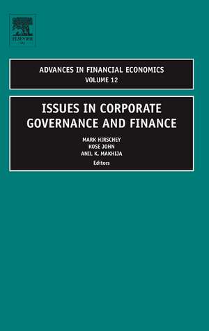 Issues in Corporate Governance and Finance de Mark Hirschey