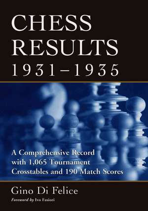 Chess Results 1931-1935: "A Comprehensive Record with 1,065 Tournament Crosstables and 190 Match Scores" de Gino Di Felice