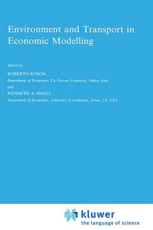 Environment and Transport in Economic Modelling de Roberto Roson