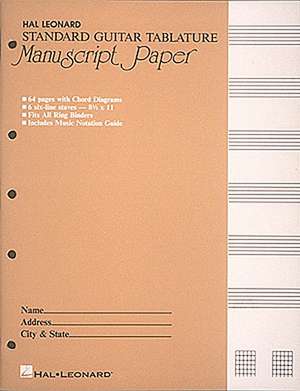 Standard Guitar Tablature Manuscript Paper de Hal Leonard Corp