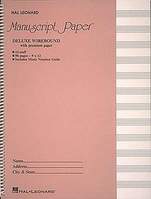 Deluxe Wirebound Premium Manuscript Paper (Pink Cover) de Hal Leonard Publishing Corporation