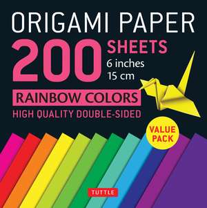 Origami Paper 200 sheets Rainbow Colors 6" (15 cm): Tuttle Origami Paper: Double Sided Origami Sheets Printed with 12 Different Color Combinations (Instructions for 6 Projects Included) de Tuttle Studio