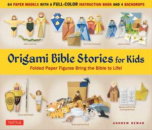 Origami Bible Stories for Kids Kit: Fold Paper Figures and Stories Bring the Bible to Life! (64 Paper Models with a full-color instruction book and 4 backdrops) de Andrew Dewar