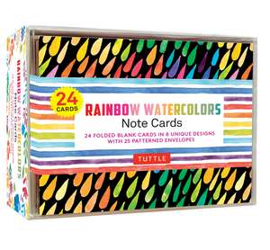 Rainbow Watercolors Note Cards, 24 Blank Cards: 8 Unique Designs with 25 Patterned Envelopes de Tuttle Studio