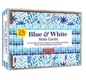 Blue & White Note Cards, 24 Blank Cards: 8 Unique Designs with 25 Patterned Envelopes de Tuttle Studio