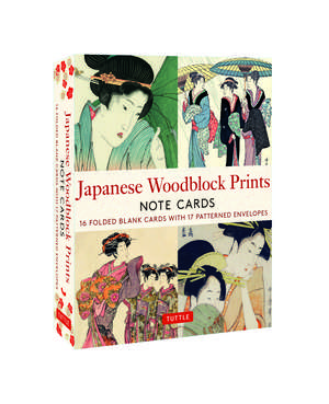 Japanese Woodblock Prints, 16 Note Cards: 16 Different Blank Cards with 17 Patterned Envelopes in a Keepsake Box! de Tuttle Studio