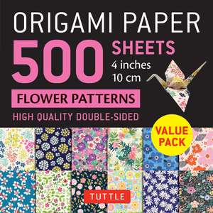 Origami Paper 500 sheets Flower Patterns 4" (10 cm): Tuttle Origami Paper: Double-Sided Origami Sheets Printed with 12 Different Illustrated Patterns de Tuttle Studio