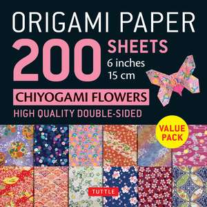 Origami Paper 200 sheets Chiyogami Flowers 6" (15 cm): Tuttle Origami Paper: Double Sided Origami Sheets Printed with 12 Different Designs (Instructions for 5 Projects Included) de Tuttle Studio