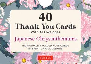 40 Thank You Cards - Japanese Chrysanthemums: 4 1/2 x 3 inch blank cards in 8 unique designs, envelopes included de Tuttle Studio