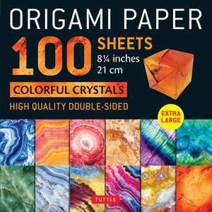 Origami Paper 100 sheets Colorful Crystals 8 1/4" (21 cm): Extra Large Double-Sided Origami Sheets Printed with 12 Different Patterns (Instructions for 5 Projects Included) de Tuttle Studio