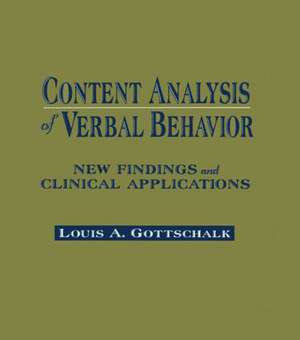 Content Analysis of Verbal Behavior: New Findings and Clinical Applications de Louis A. Gottschalk