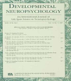 Origins of Language Disorders: A Special Issue of developmental Neuropsychology de Donna J. Thal