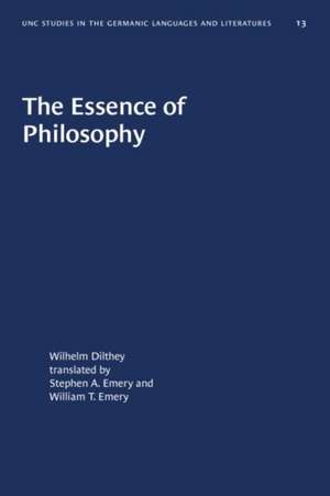 The Essence of Philosophy de Wilhelm Dilthey