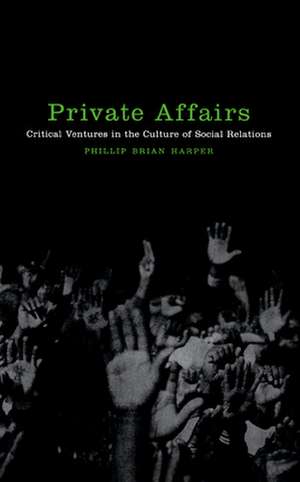 Private Affairs – Critical Ventures in the Culture of Social Relations de Phillip Brian Harper