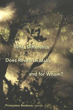 What Difference Does Research Make and for Whom?: Readings on Sex, Pornography, and the Internet de Francoise M. Bodone