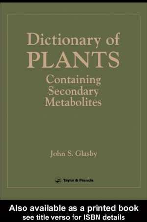 Directory Of Plants Containing Secondary Metabolites de JS GLASBY