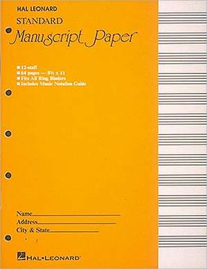 Standard Manuscript Paper ( Yellow Cover) de Hal Leonard Publishing Corporation