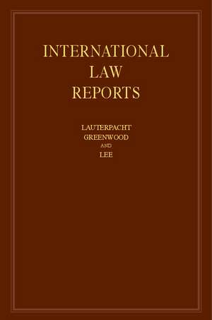 International Law Reports de Elihu Lauterpacht