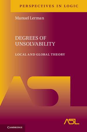 Degrees of Unsolvability: Local and Global Theory de Manuel Lerman