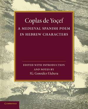 Coplas de Yoçef: A Medieval Spanish Poem in Hebrew Characters de Ignacio González Llubera