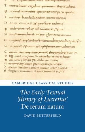 The Early Textual History of Lucretius' De rerum natura de David Butterfield