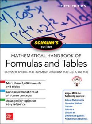 Schaum's Outline of Mathematical Handbook of Formulas and Tables: 5th Edition de Murray R. Spiegel