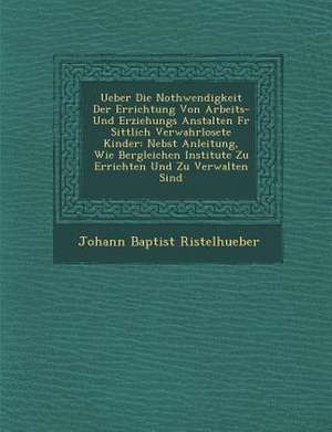 Ueber Die Nothwendigkeit Der Errichtung Von Arbeits- Und Erziehungs Anstalten Fur Sittlich Verwahrlosete Kinder: Nebst Anleitung, Wie Bergleichen Inst de Johann Baptist Ristelhueber