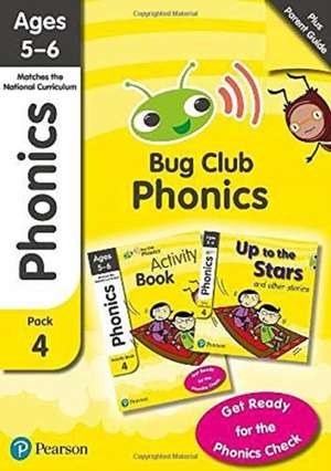 Phonics - Learn at Home Pack 4 (Bug Club), Phonics Sets 10-12 for ages 5-6 (Six stories + Parent Guide + Activity Book) de Emma Lynch