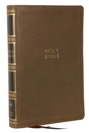 NKJV, Compact Center-Column Reference Bible, Brown Leathersoft, Red Letter, Comfort Print de Thomas Nelson