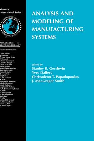 Analysis and Modeling of Manufacturing Systems de Stanley B. Gershwin