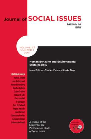 Human Behavior and Environmental Sustainability de C Vlek