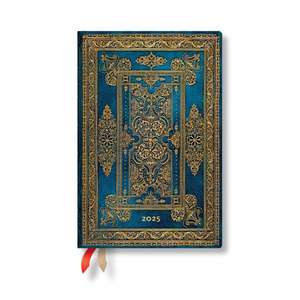 Blue Luxe (Luxe Design) Mini 12-month Horizontal Hardback Dayplanner 2025 (Elastic Band Closure) de Paperblanks